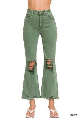 Acid Wash Distressed Straight Leg Jeans