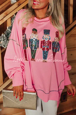 Adorable Nutcracker March Sequin Pullover Sweatshirt