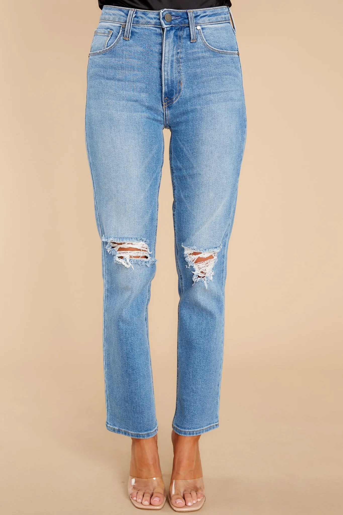 All Of Me Light Wash Distressed Straight Jeans