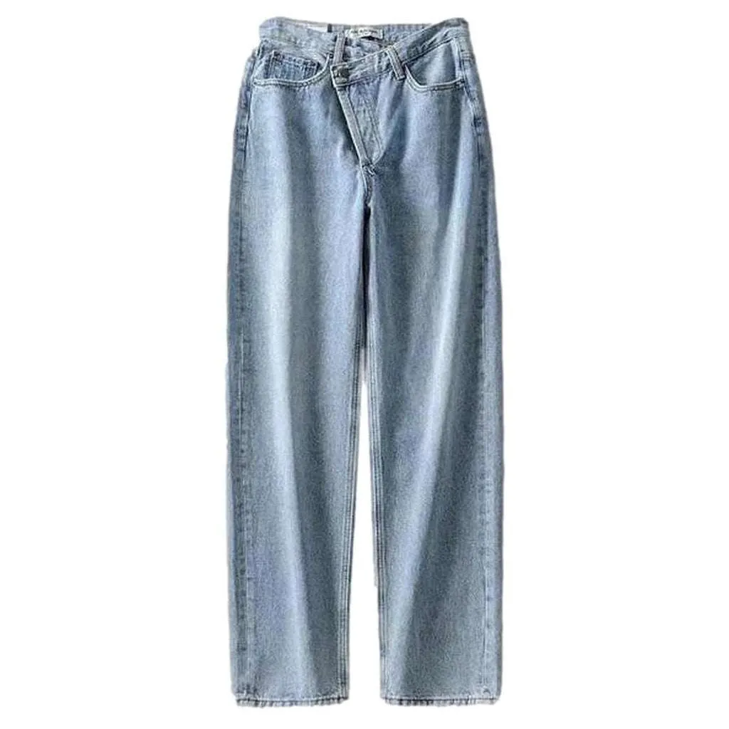 Asymmetric button women jeans