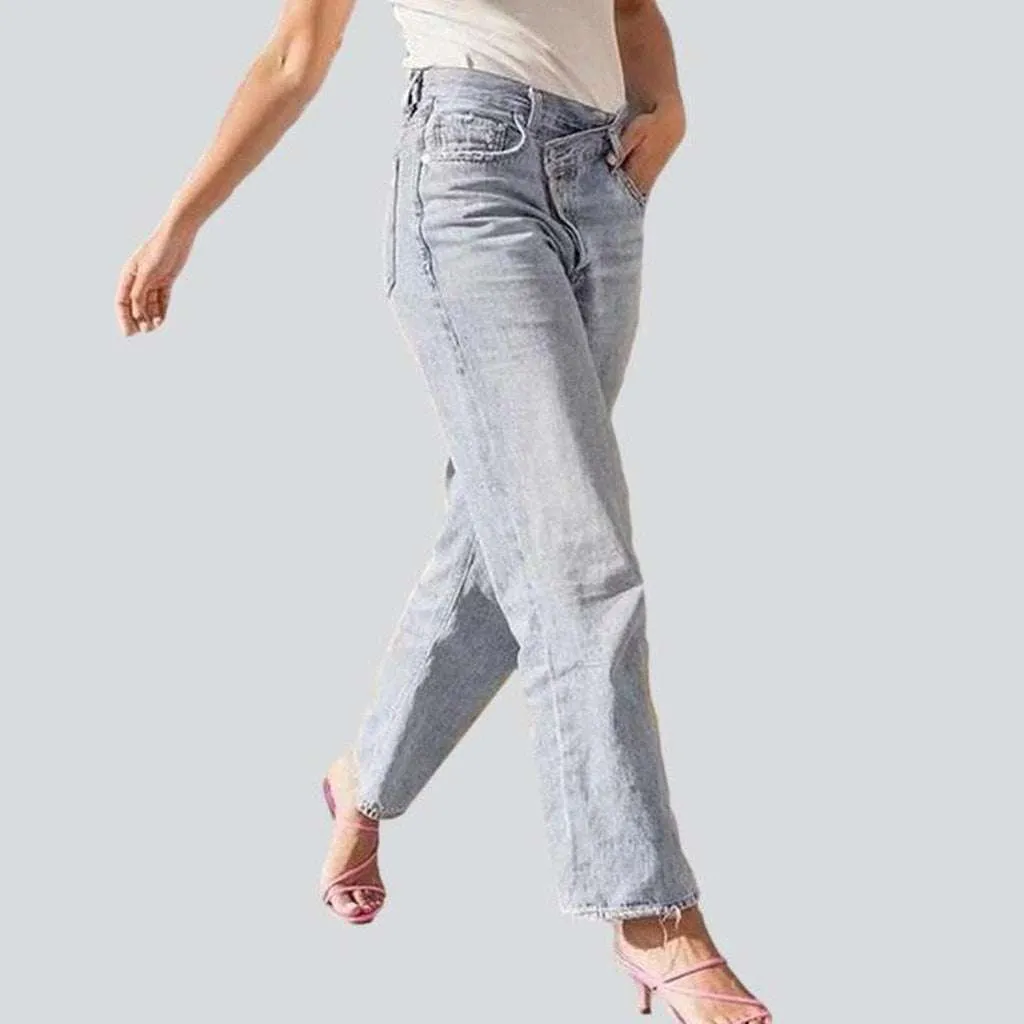 Asymmetric button women jeans