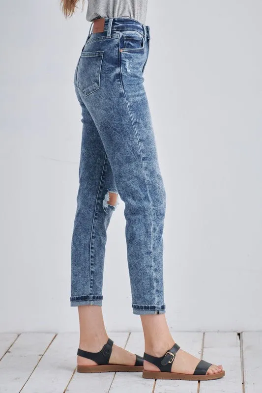 Aubree High Rise Stretch Distressed Mom Jeans