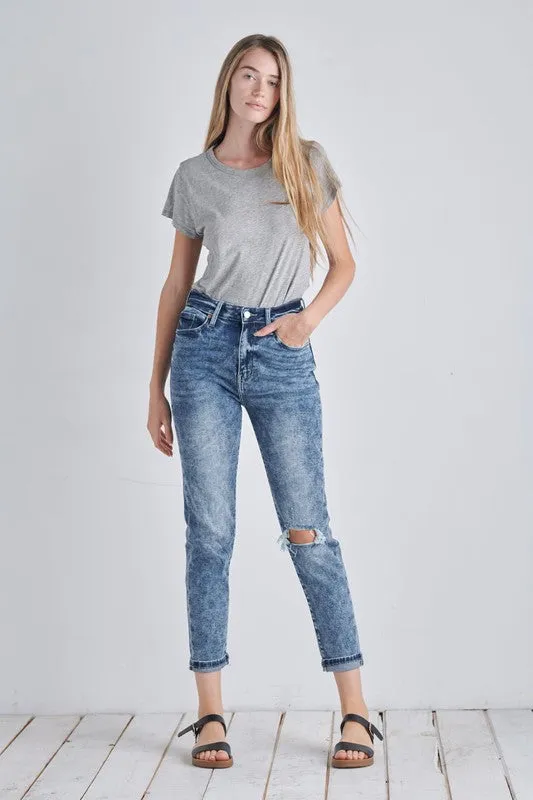 Aubree High Rise Stretch Distressed Mom Jeans