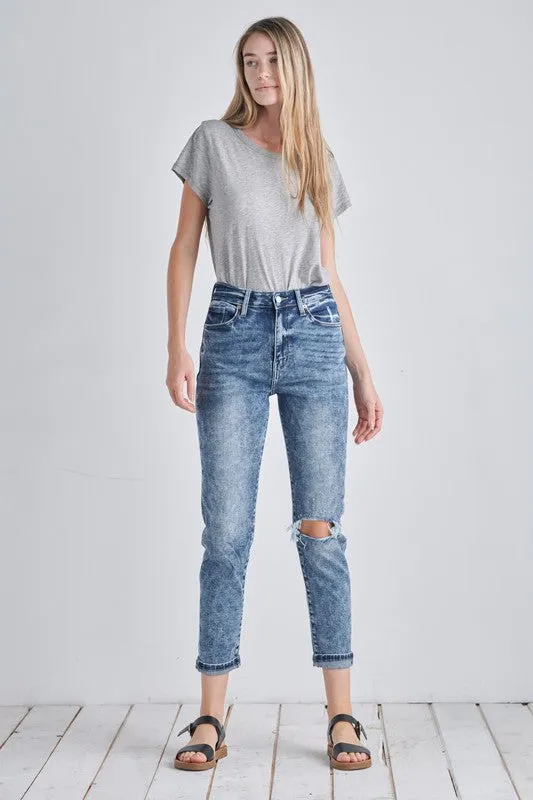 Aubree High Rise Stretch Distressed Mom Jeans