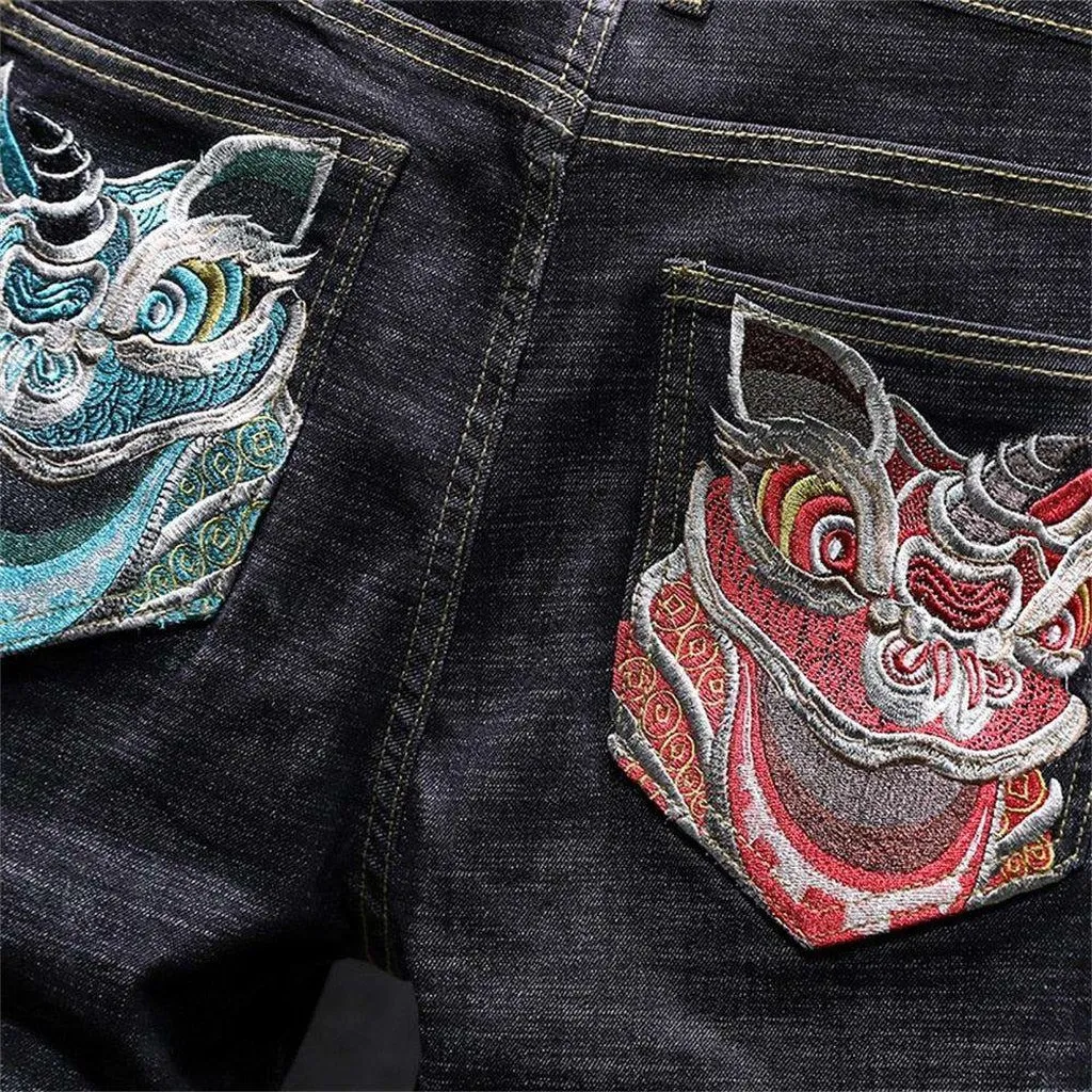 Back pocket embroidery men jeans