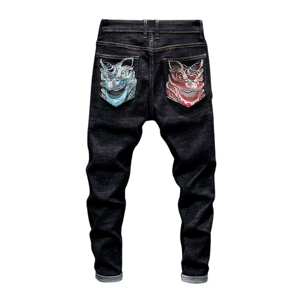 Back pocket embroidery men jeans