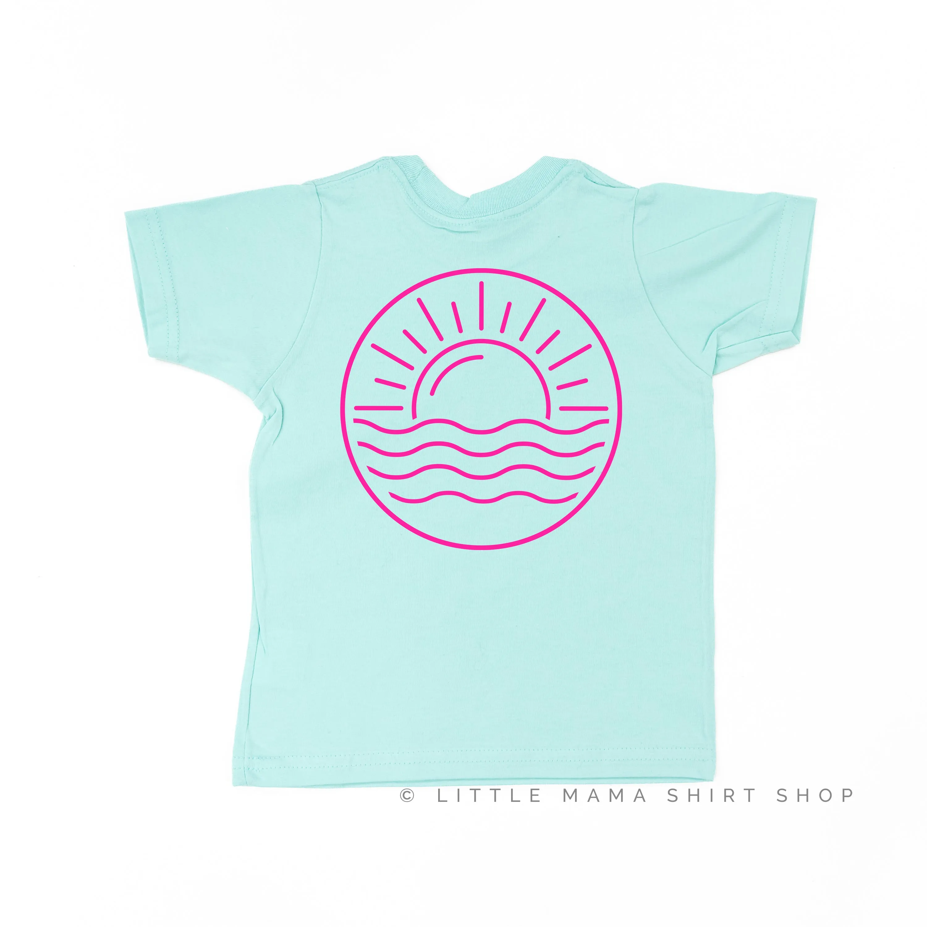 BEACH BUM DESIGN FRONT / OCEAN SUNSET BACK - Short Sleeve Child Shirt