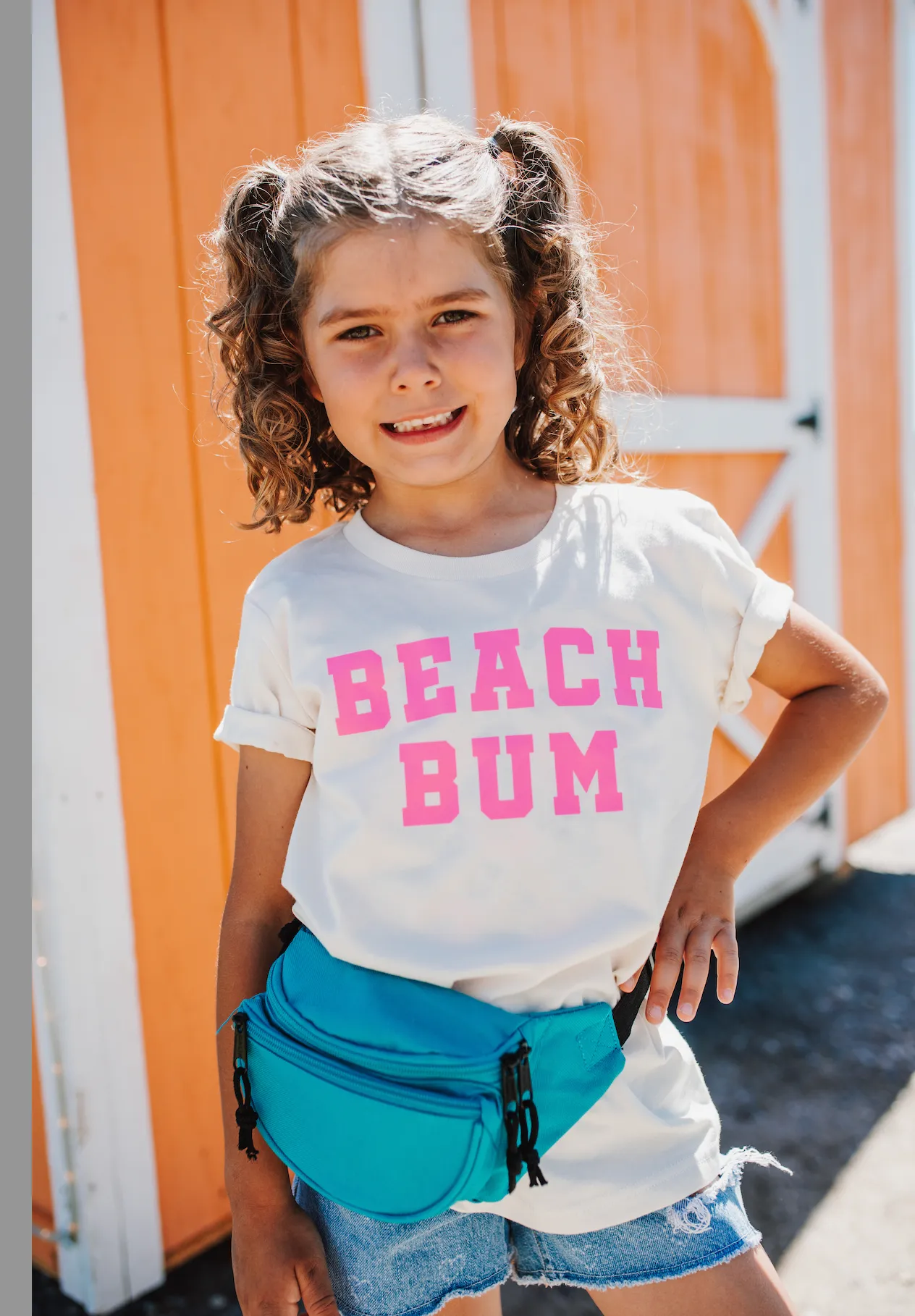 BEACH BUM DESIGN FRONT / OCEAN SUNSET BACK - Short Sleeve Child Shirt