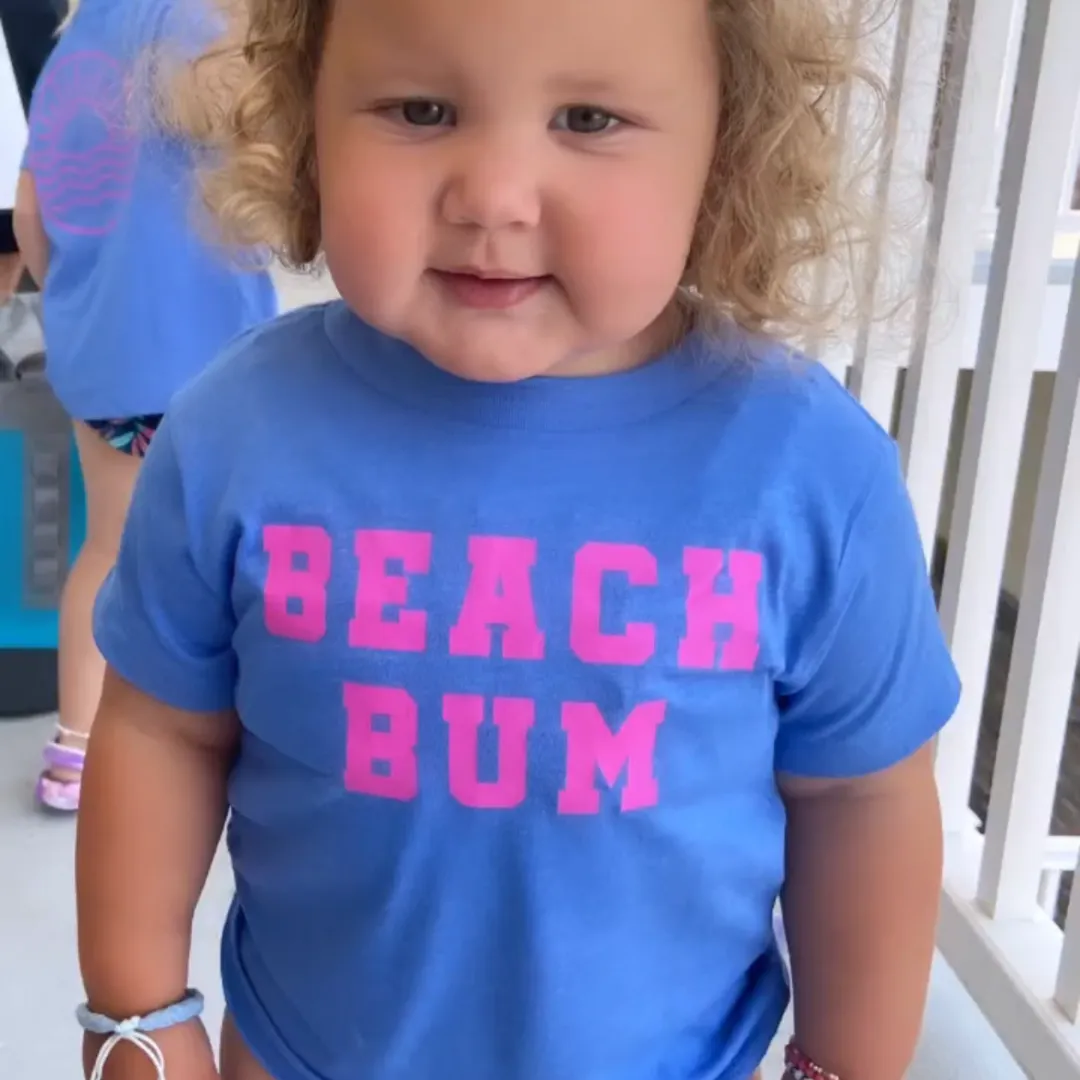 BEACH BUM DESIGN FRONT / OCEAN SUNSET BACK - Short Sleeve Child Shirt