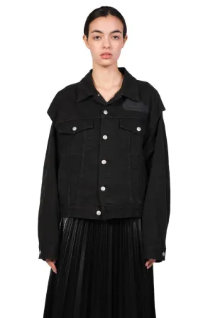 Black Denim Arm Cut Outs Jacket