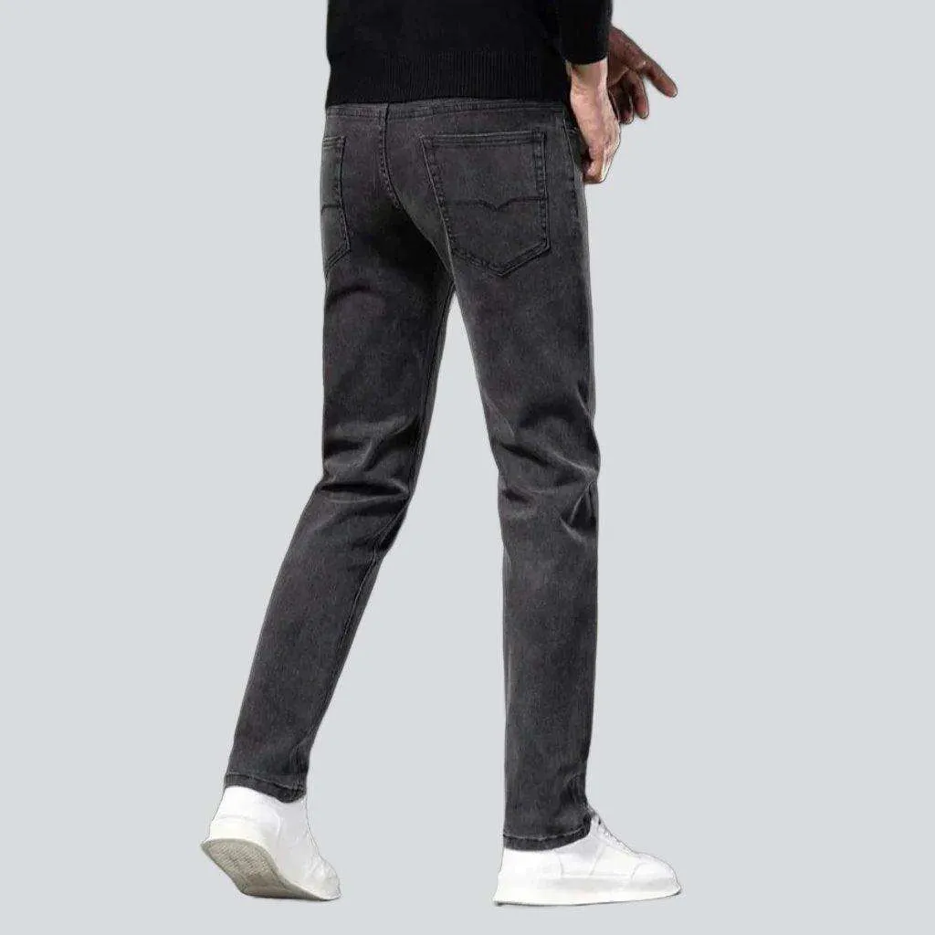 Black grey slim men jeans