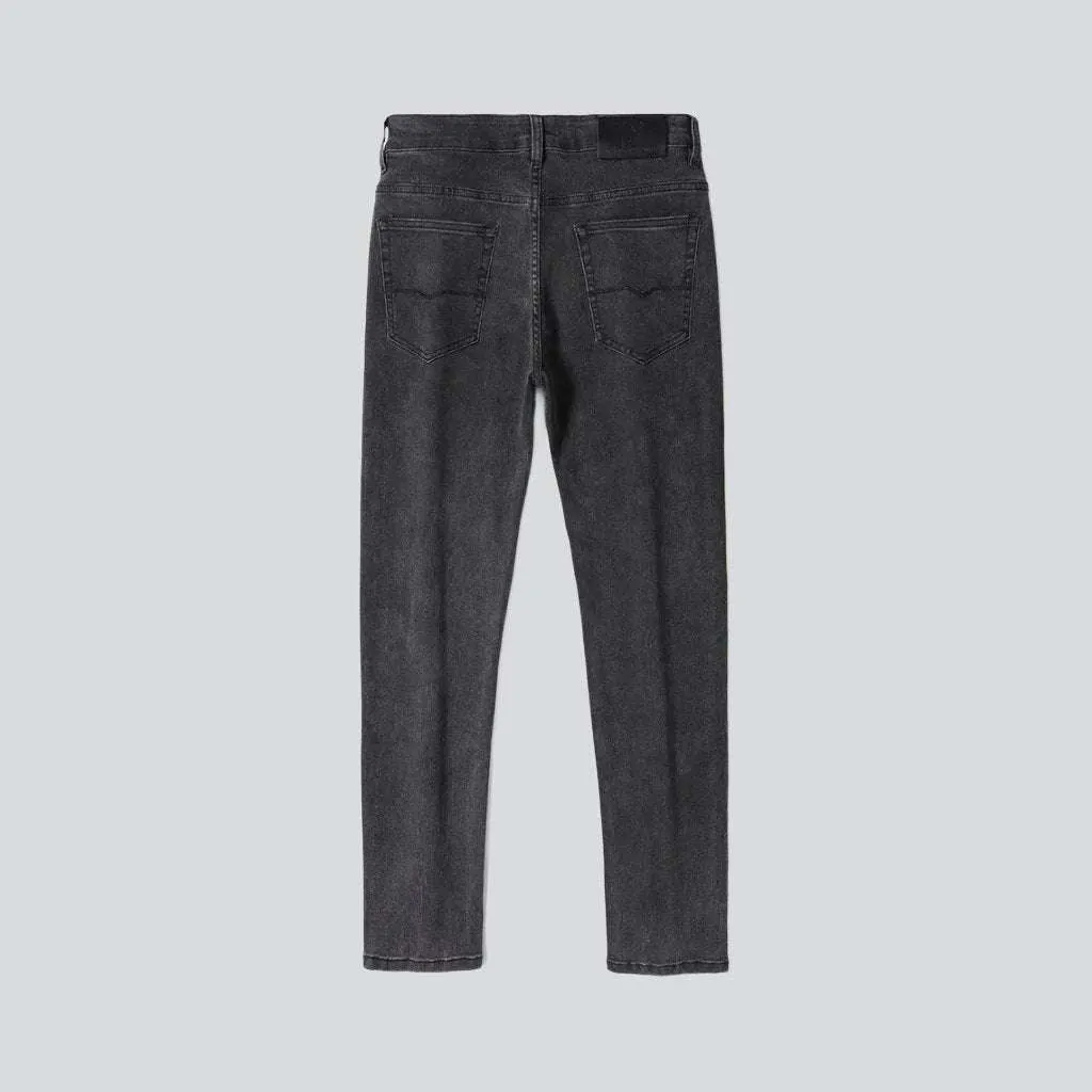 Black grey slim men jeans