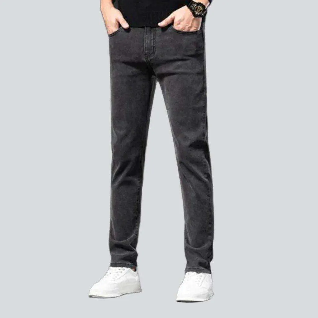 Black grey slim men jeans