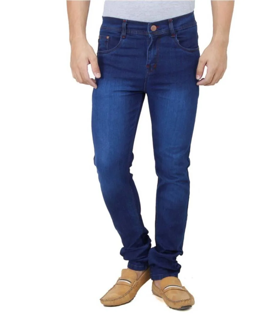 Blue Faded Stretchable Denim Regular Fit Jeans