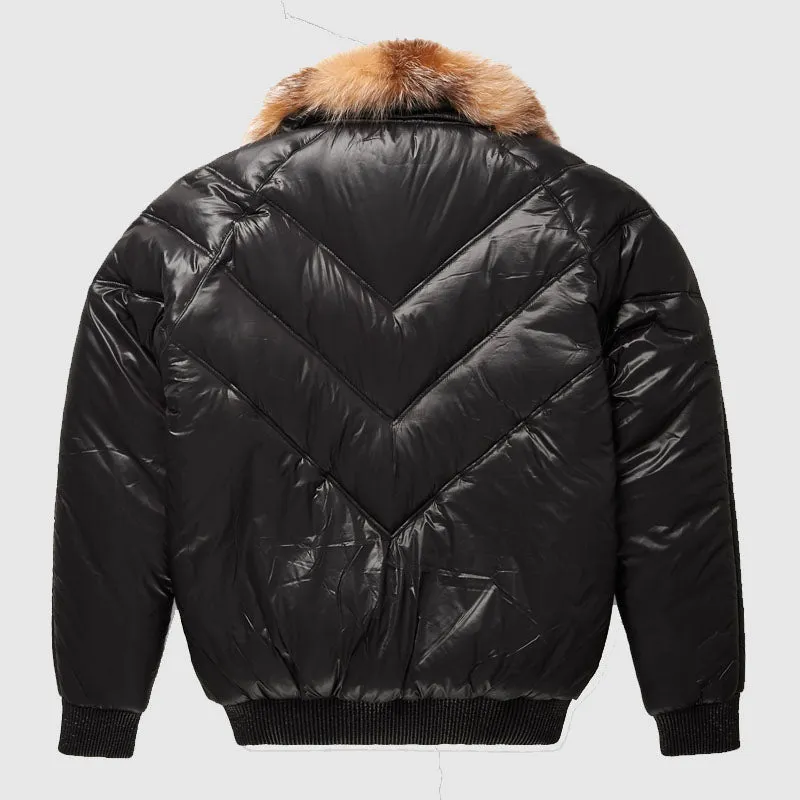 Buy Best Sales Nylon Black V-Bomber Bubble Leather Jacket