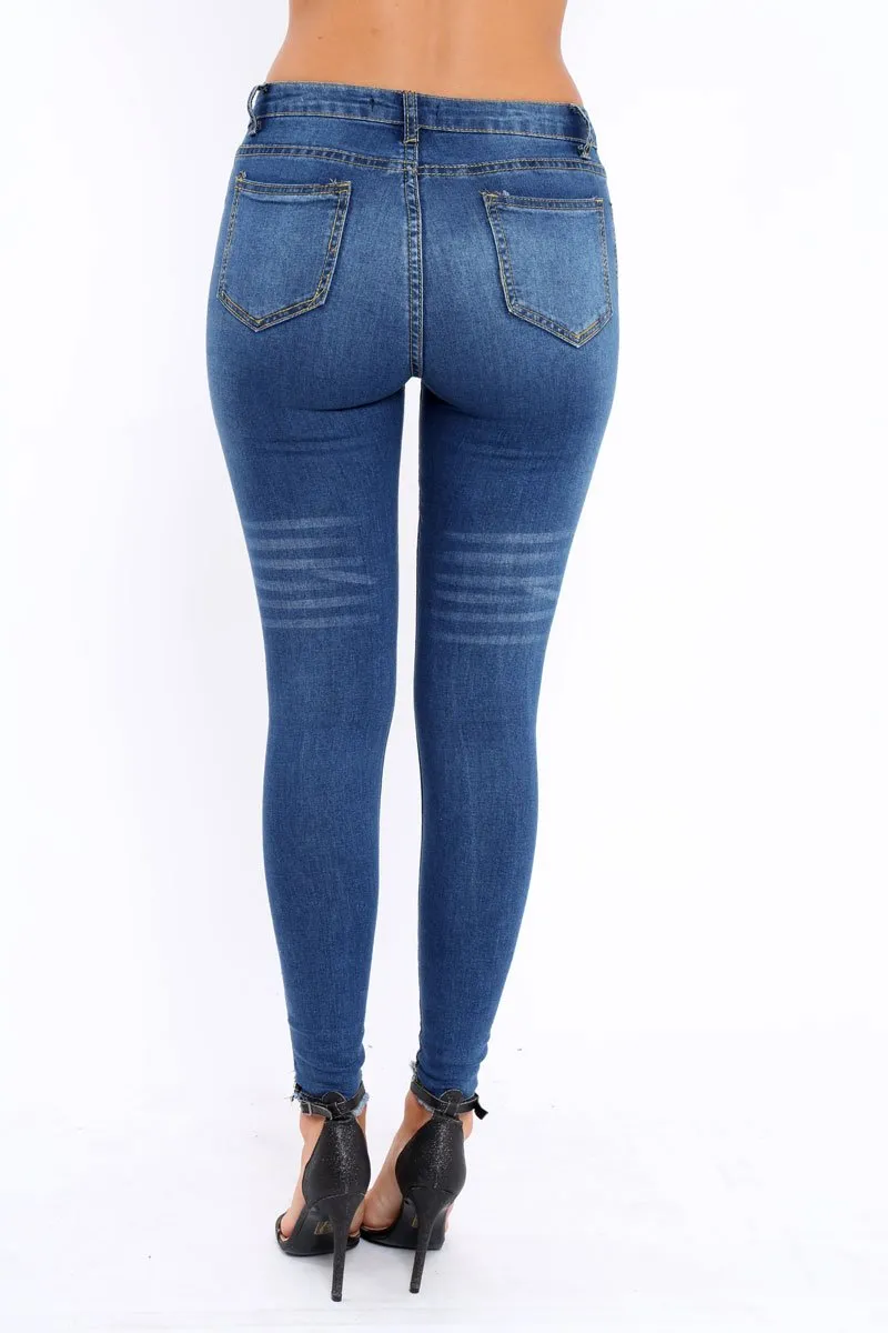 Dark Blue Distressed Jeans - Macy