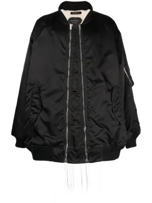 Exposed-Seam Zip-Up Bomber Jacket