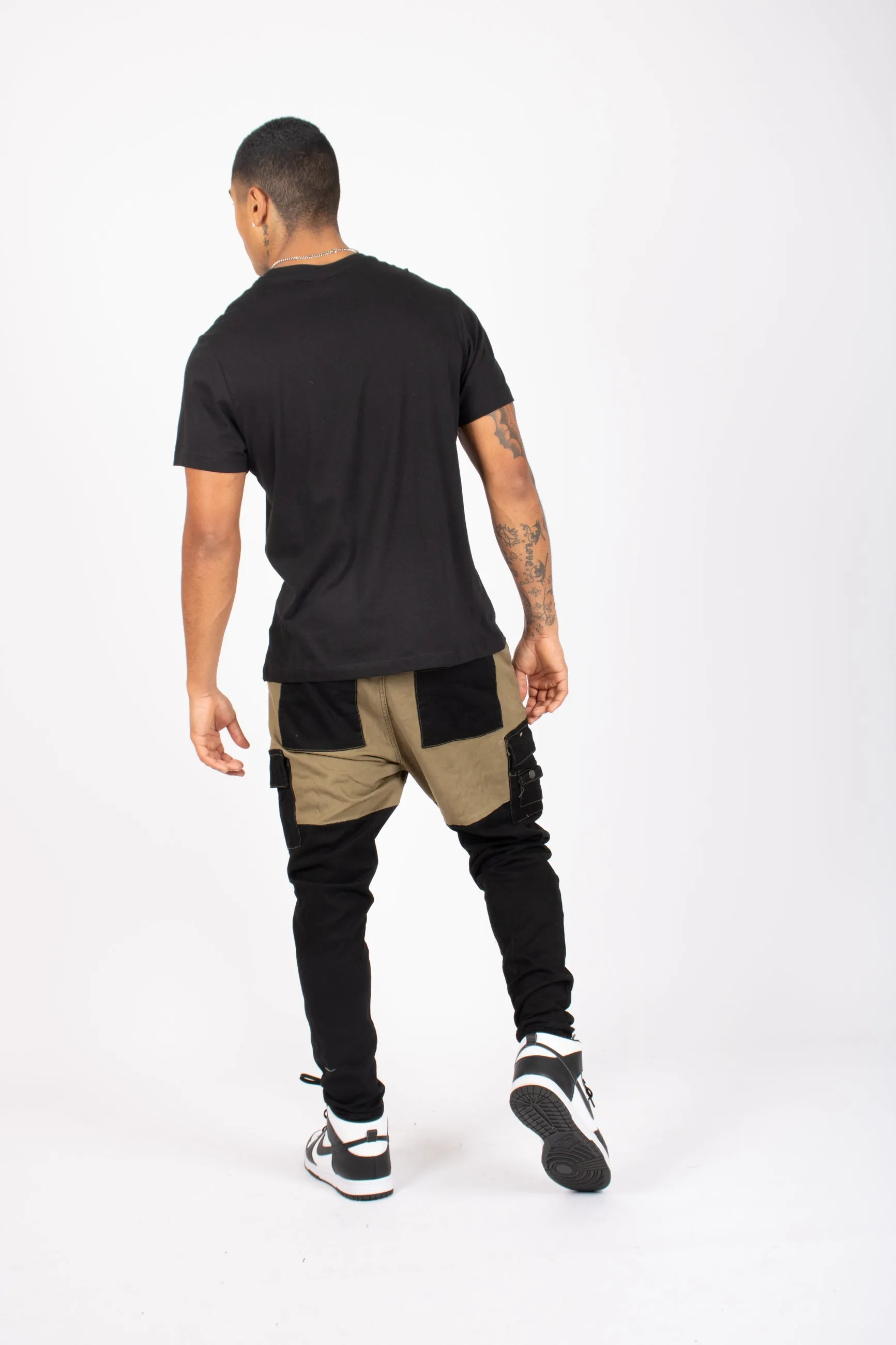 Faro Black & Khaki Contrast Relaxed Denim Jogger