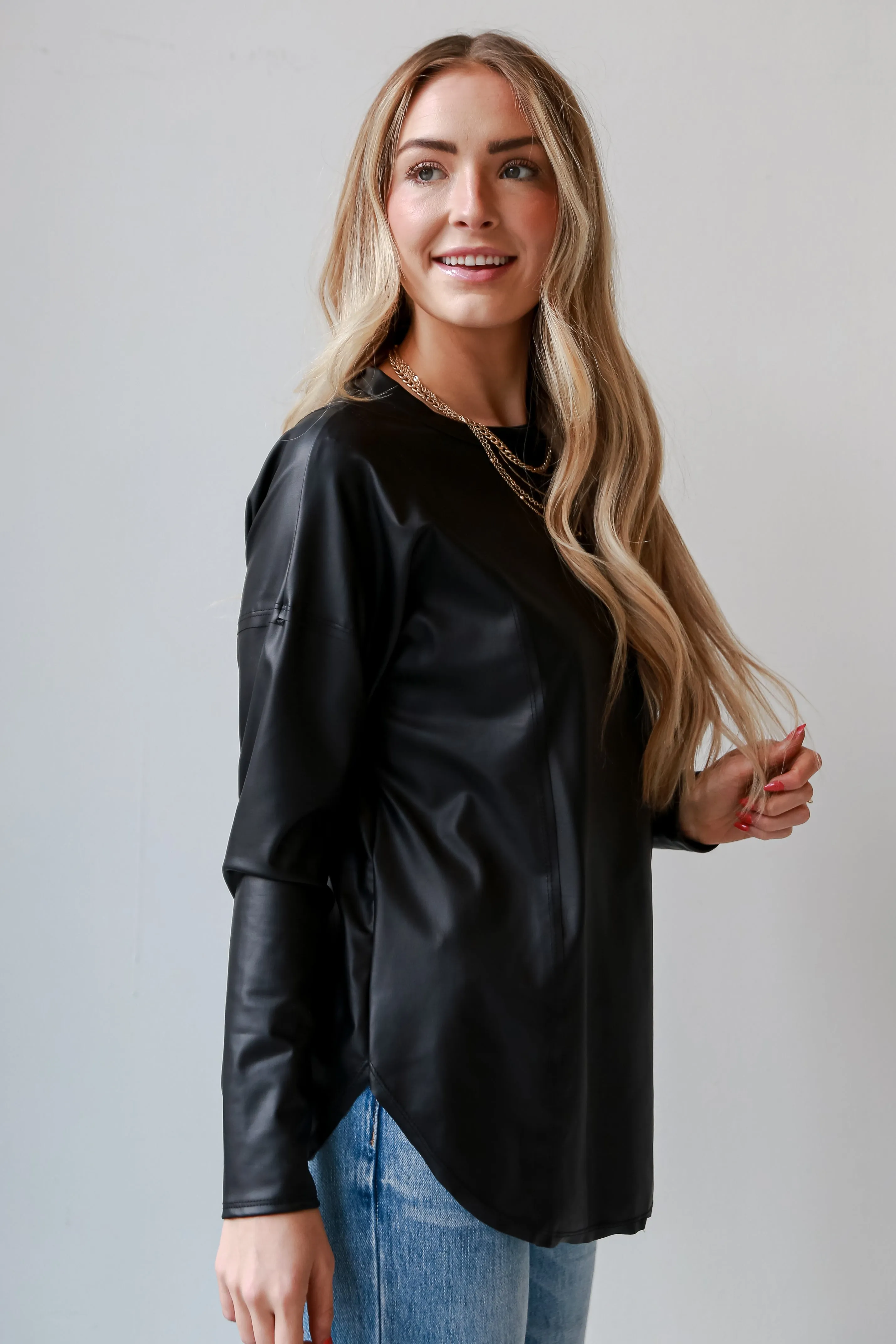 FINAL SALE - Classically You Black Leather Top