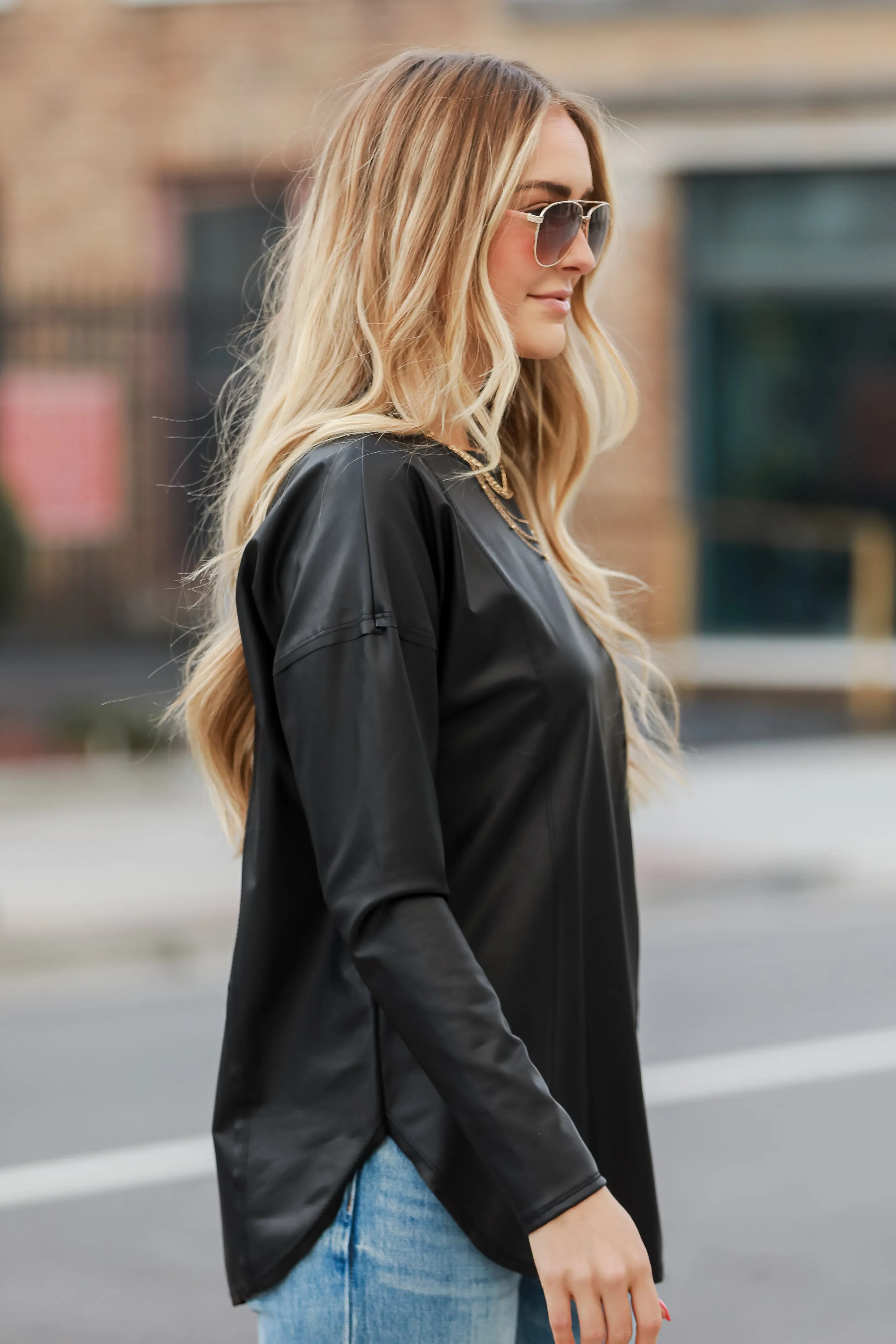 FINAL SALE - Classically You Black Leather Top