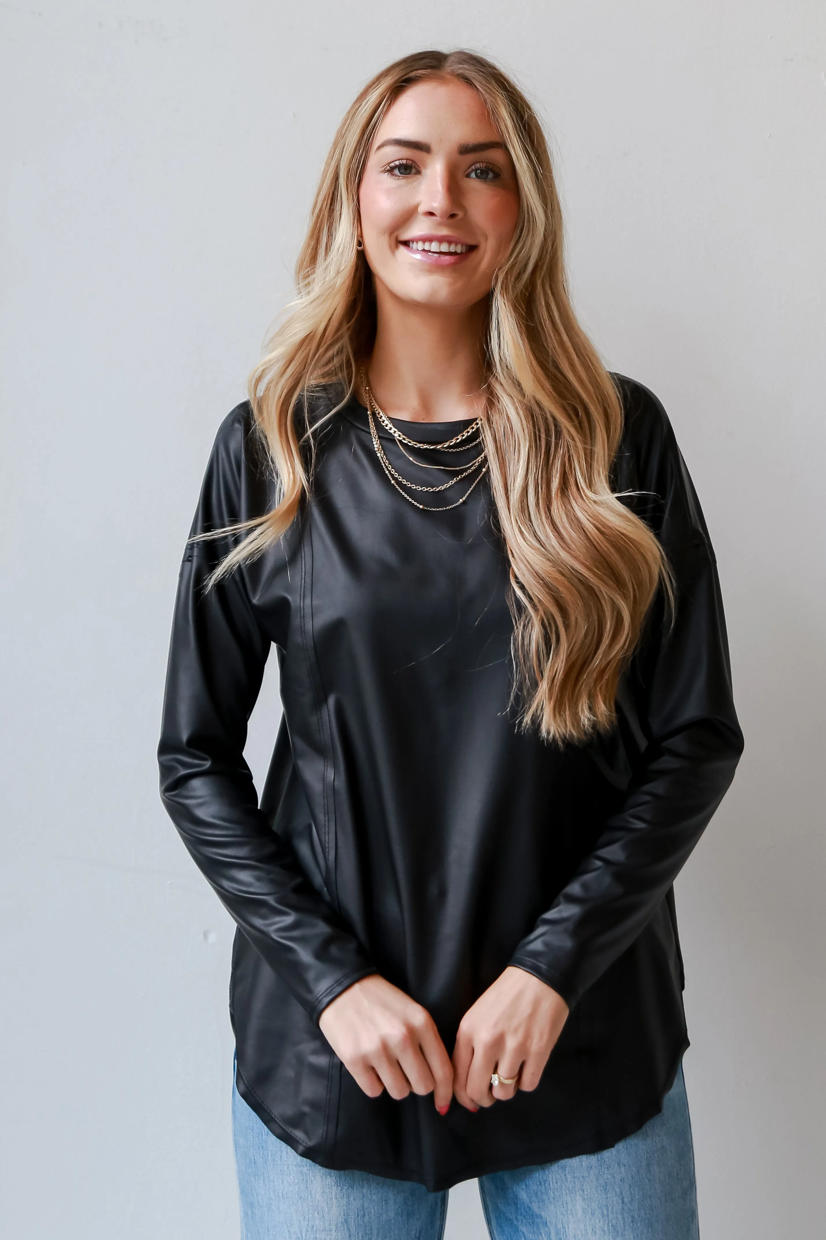 FINAL SALE - Classically You Black Leather Top