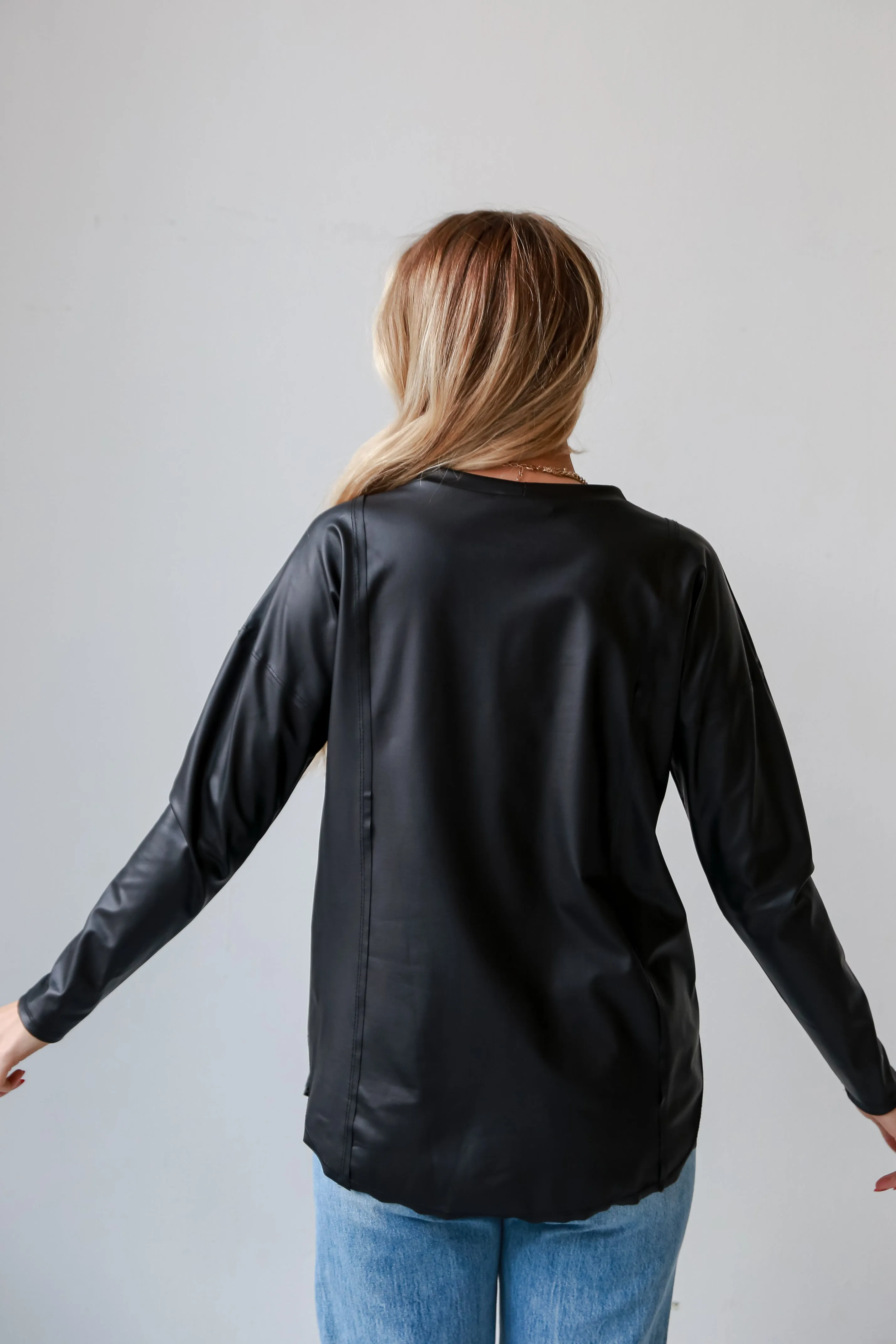 FINAL SALE - Classically You Black Leather Top