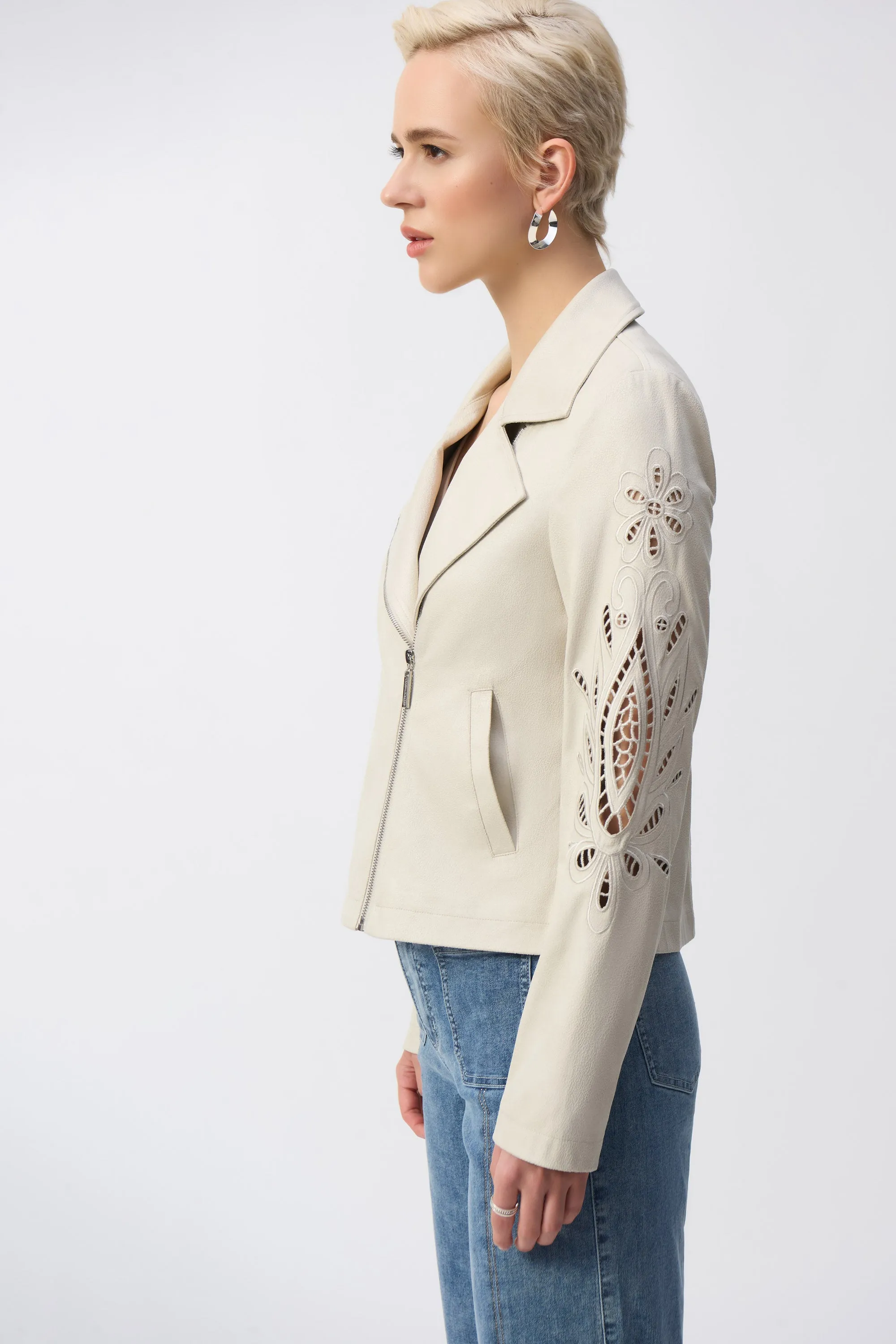 Foiled Faux-Suede Moto Jacket