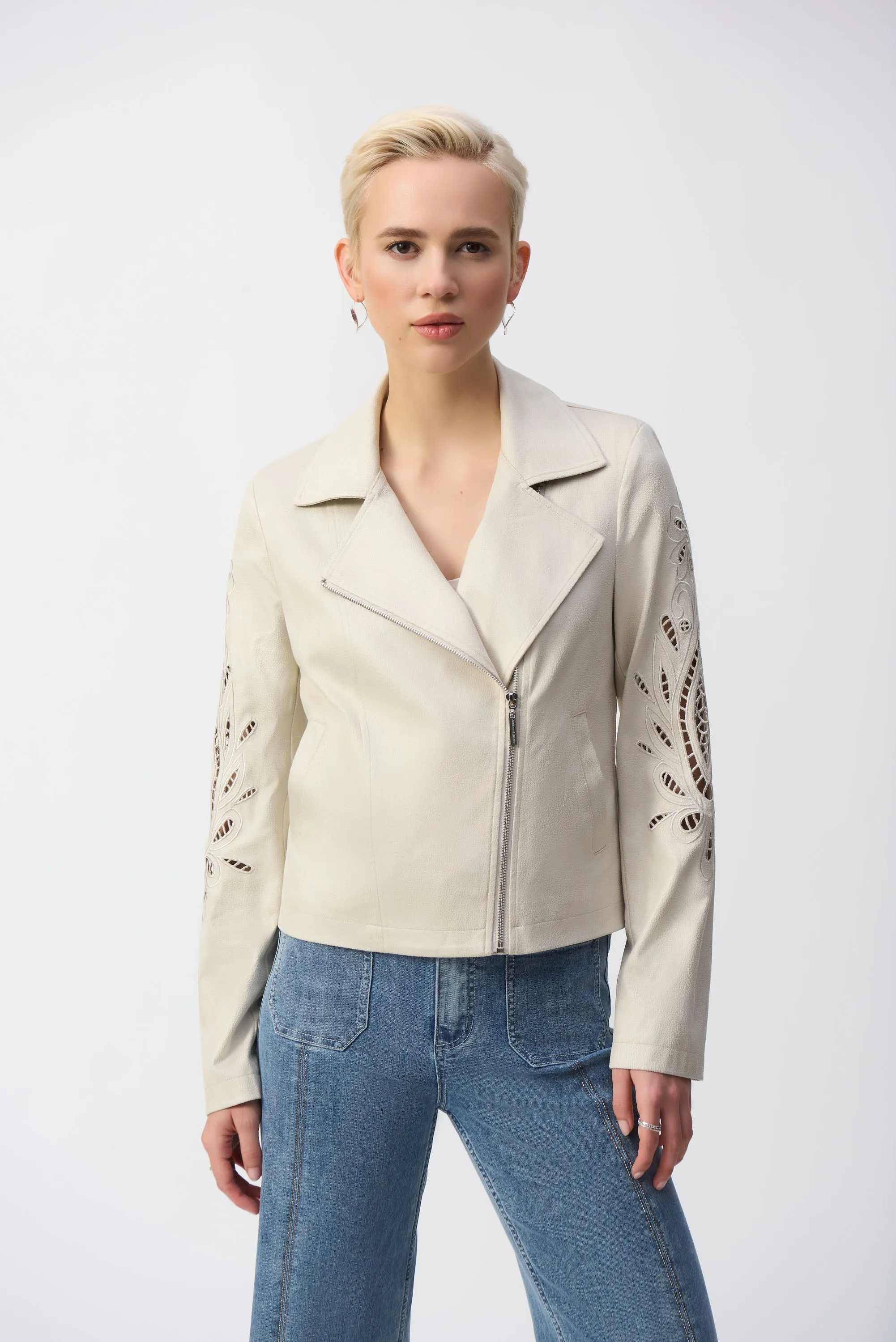 Foiled Faux-Suede Moto Jacket