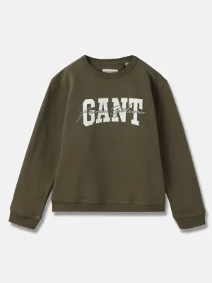 Gant Boys Green Printed Round Neck Full Sleeves Pullover Style Sweatshirt