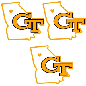 Georgia Tech Yellow Jackets Home State Decal, 3pk