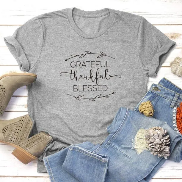 Grateful Thankful Blessed Christian Statement Shirt