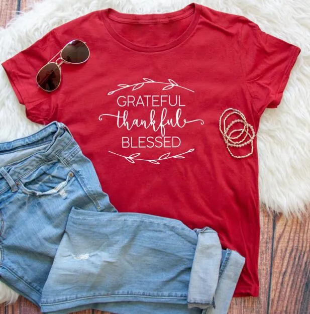 Grateful Thankful Blessed Christian Statement Shirt