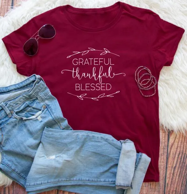 Grateful Thankful Blessed Christian Statement Shirt