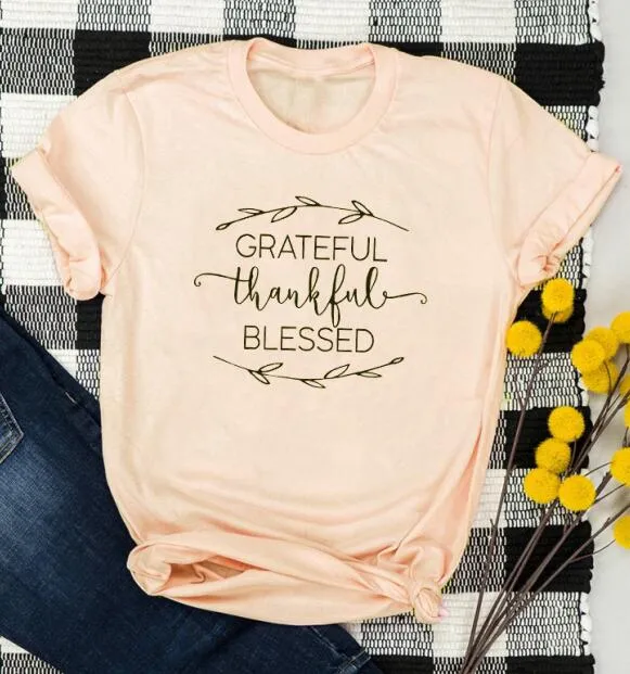 Grateful Thankful Blessed Christian Statement Shirt