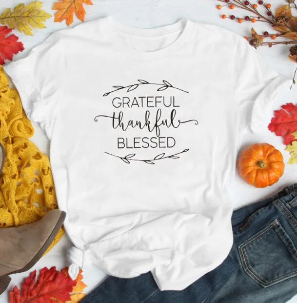 Grateful Thankful Blessed Christian Statement Shirt