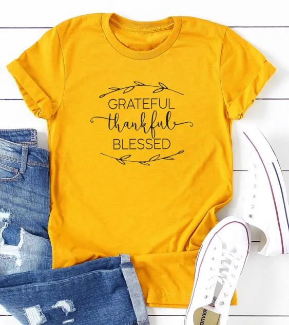 Grateful Thankful Blessed Christian Statement Shirt