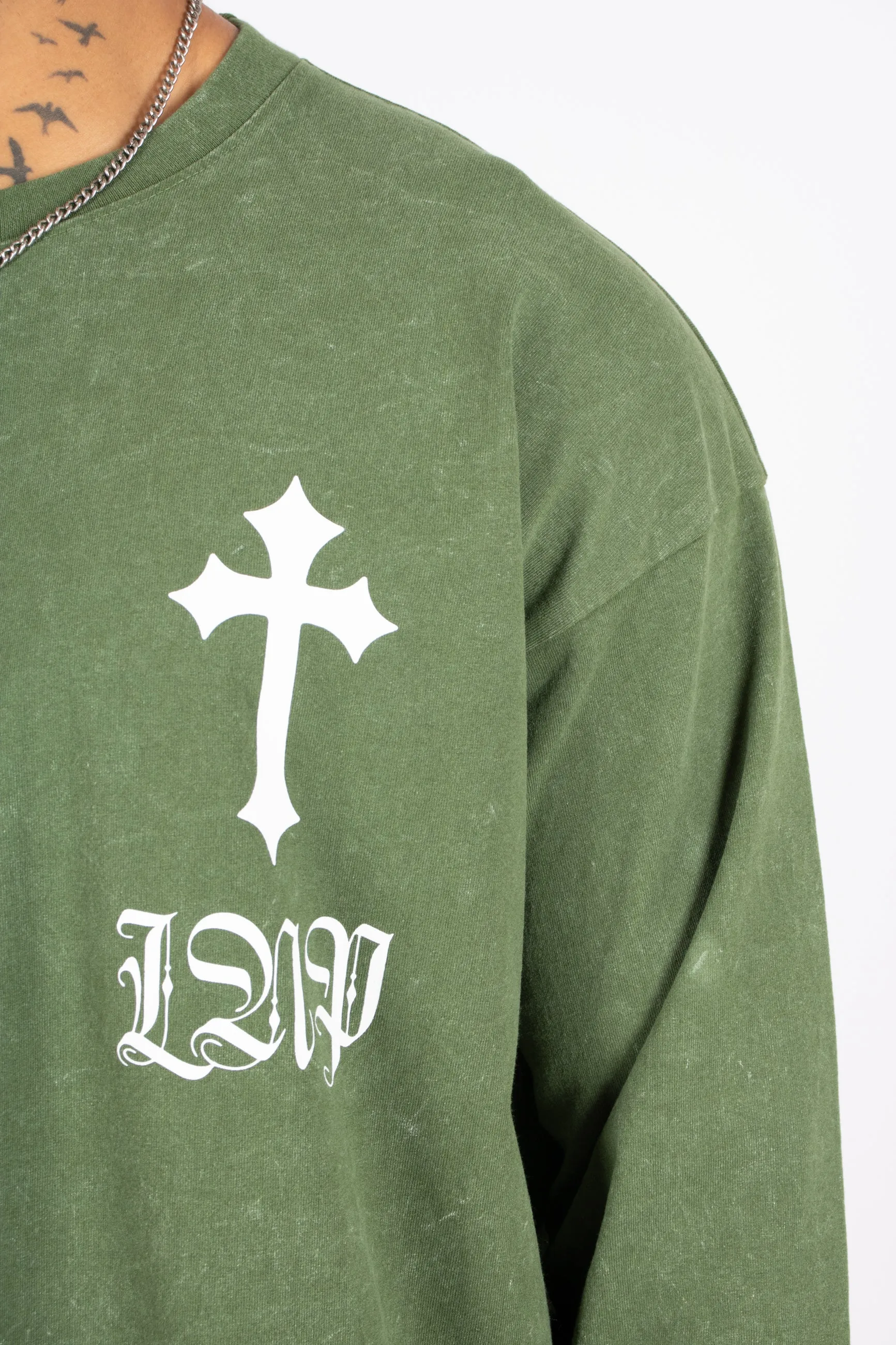 Green Long Sleeve T - Only the blessed