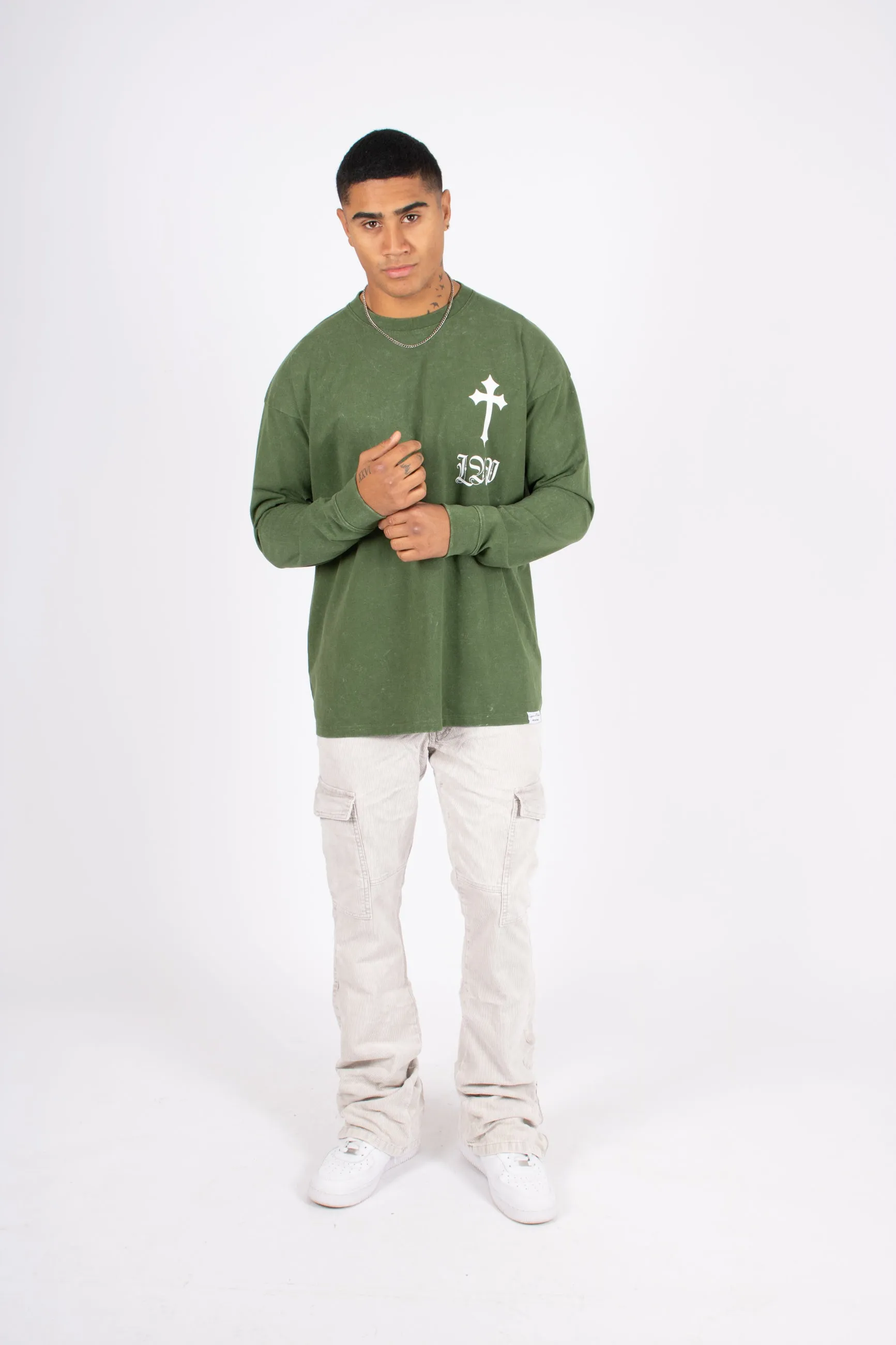 Green Long Sleeve T - Only the blessed