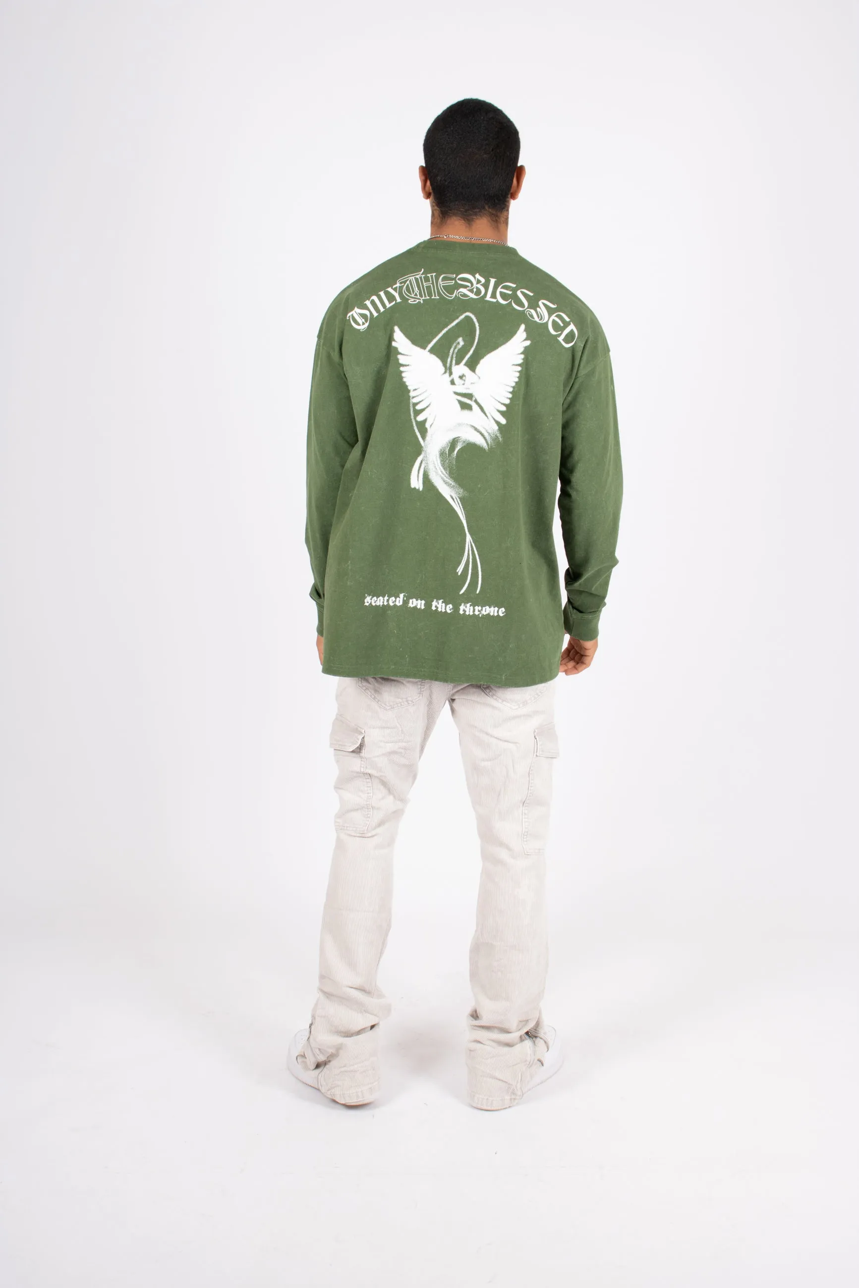 Green Long Sleeve T - Only the blessed