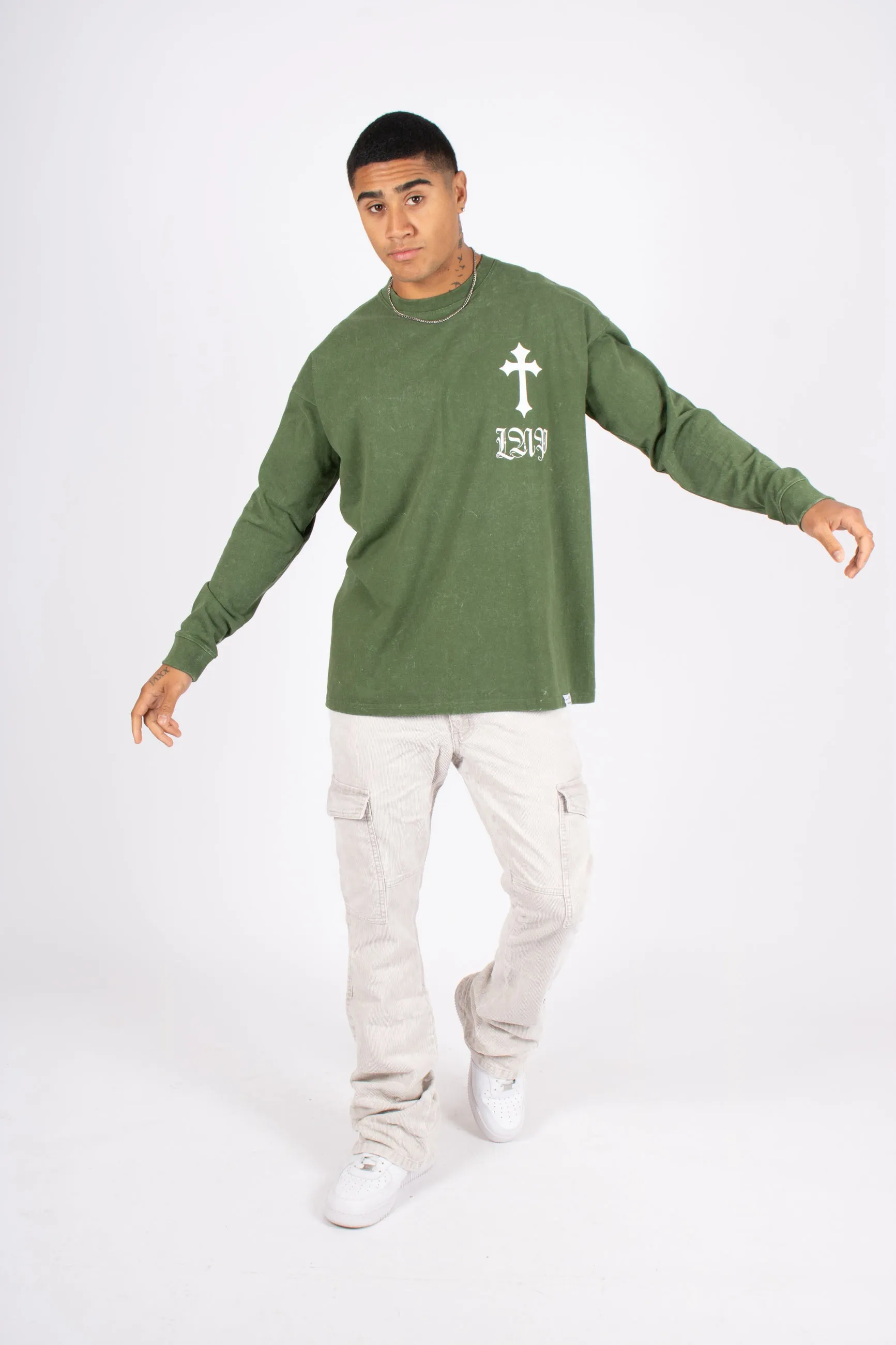 Green Long Sleeve T - Only the blessed