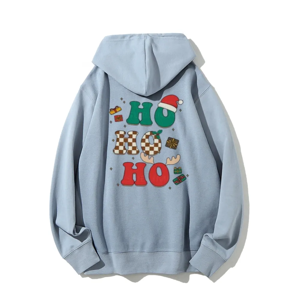 Happy Christmas Holiday Graphic Pullover With Kangaroo Pocket Hoodies