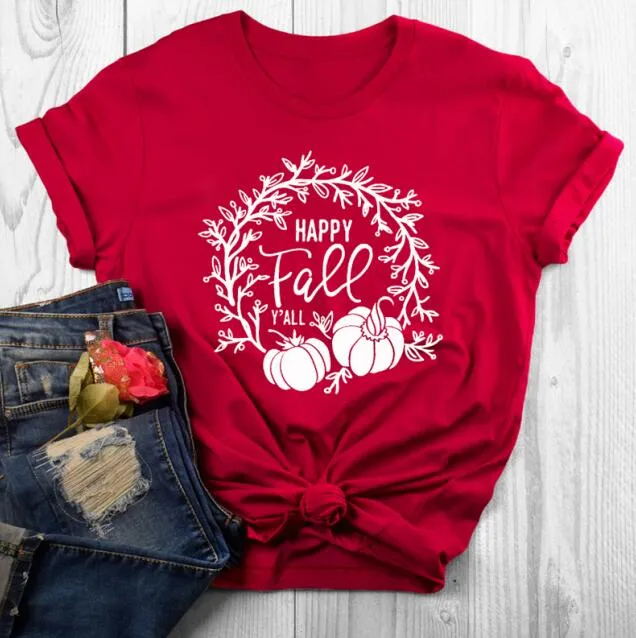 Happy Fall Y'all Pumpkin Holiday Statement Shirt