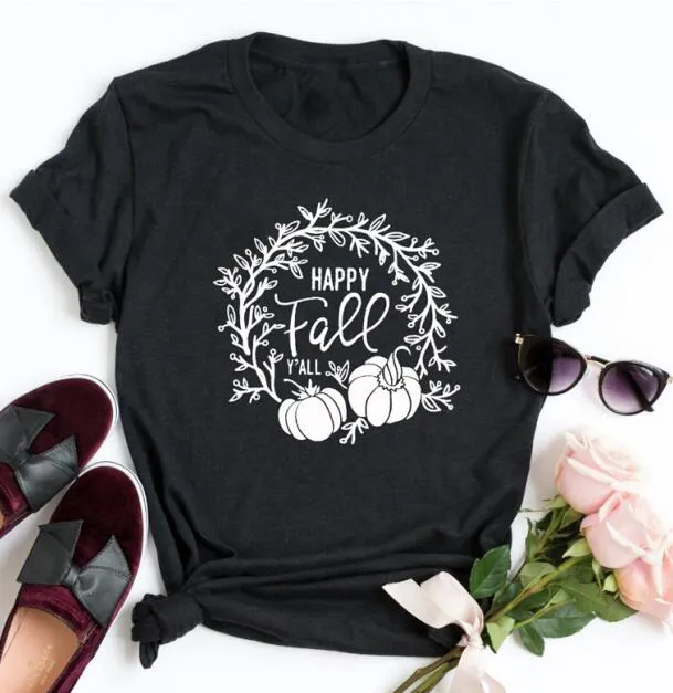 Happy Fall Y'all Pumpkin Holiday Statement Shirt