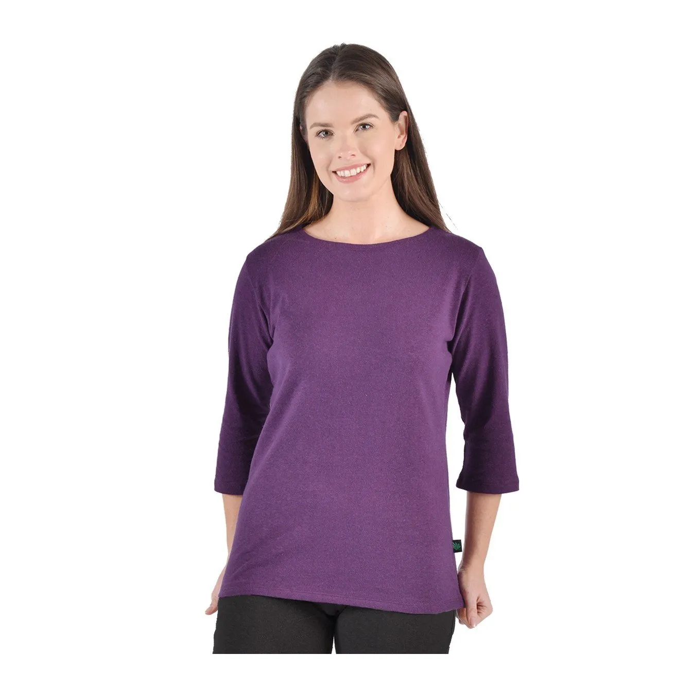 Hemp/Organic Cotton 3/4 Sleeve Boat Neck Top