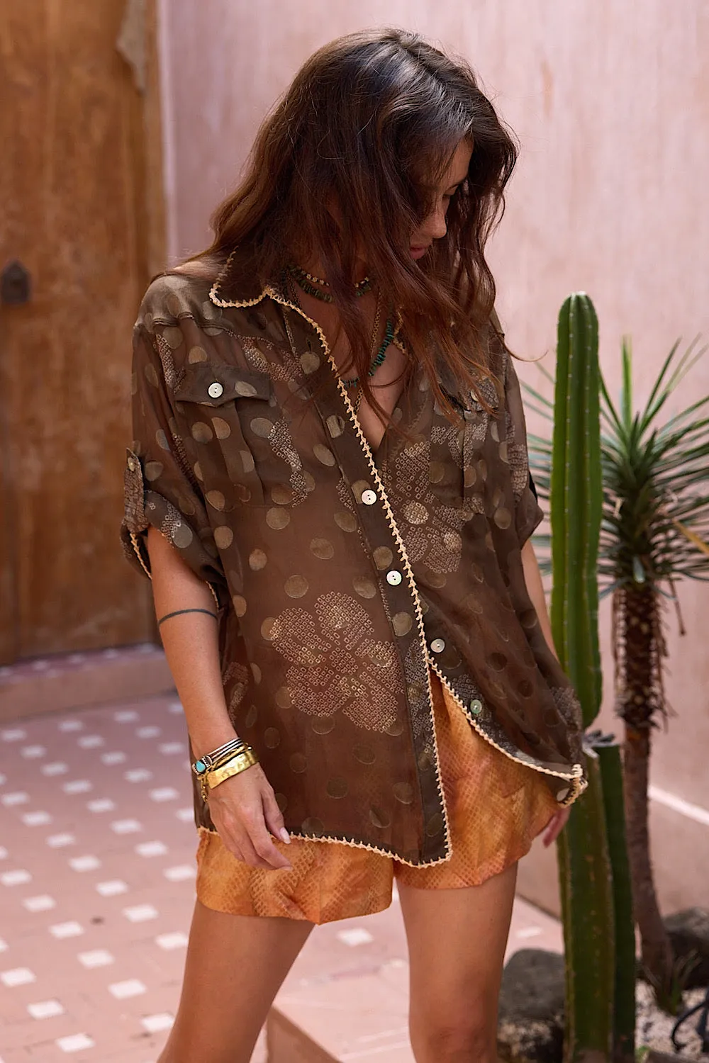 I Need to Know Silk Burnout Safari Shirt