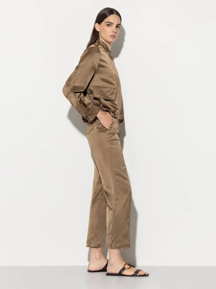 Luisa Cerano Satin Look Blouson Jacket Tobacco