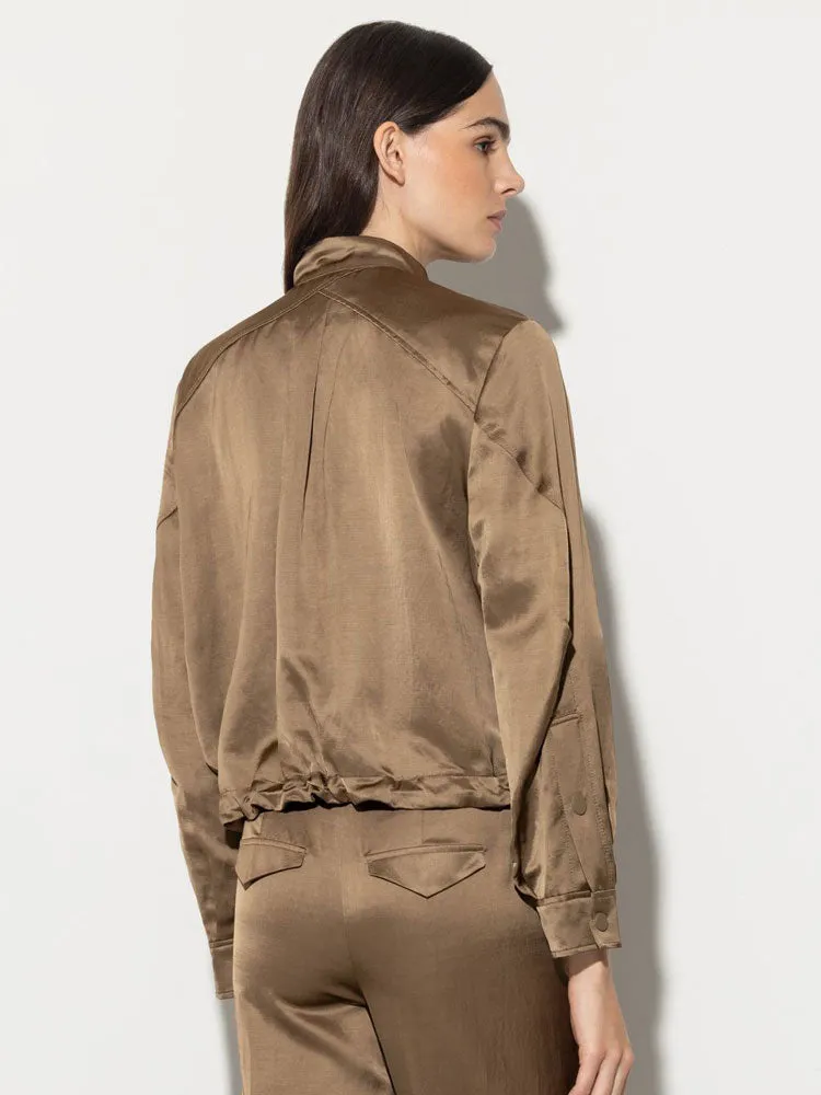 Luisa Cerano Satin Look Blouson Jacket Tobacco