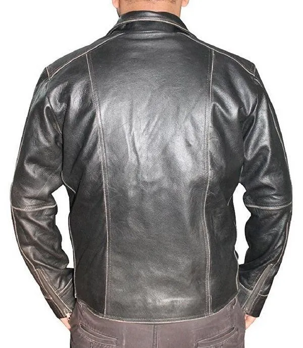 Macho black classic Leather Jacket