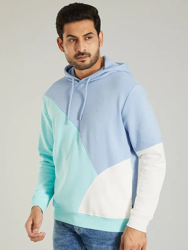 Men Color Block Full Sleeve Sweatshirt with Hoodie