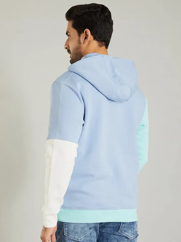 Men Color Block Full Sleeve Sweatshirt with Hoodie